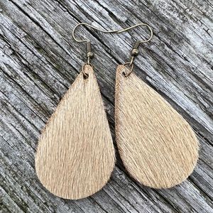 Blonde cowhide leather earrings, hair on hyde, cowgirl ranch, Western boho,